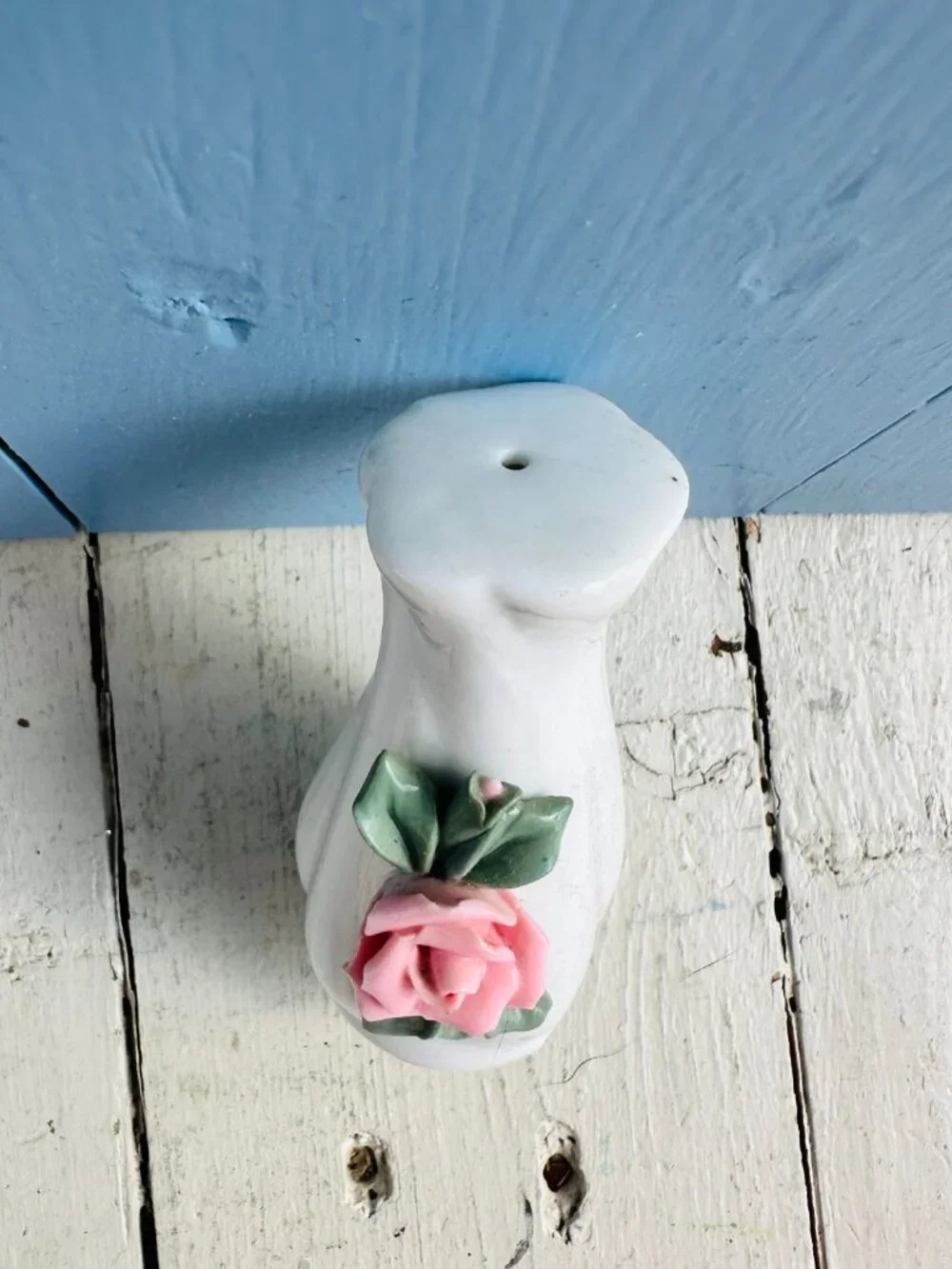 Vintage Salt and Pepper Shakers White with Pink Roses Cottagecore Dining Floral
